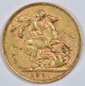 1901 Queen Victoria veiled head gold full sovereign