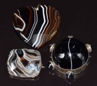 Victorian pendant set with a large banded agate cabochon and further banded agate cabochons to the