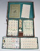 Vintage bone and bamboo Mah Jong set, in leather case