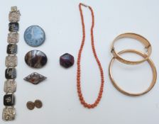 Arts & Crafts silver brooch set with moss agate, silver brooch set with agate, Ruskin brooch,