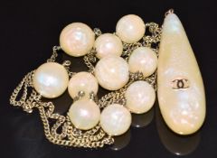 Chanel necklace set with opalised beads, marked Chanel 99 P for spring 1999