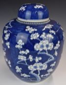 19thC Chinese blue and white prunus ginger jar, with four character mark to base, height 30cm