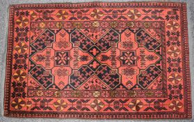 Turkoman wine ground rug with grey elim, 132 x 80cm