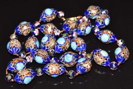 19thC Chinese necklace made up enamelled beads depicting characters and auspicious symbols