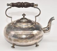 George V hallmarked silver bachelor's teapot raised on four feet, Sheffield 1930, maker Brook & Son,