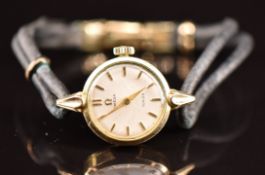 Omega for Turler 9ct gold ladies wristwatch ref. 2751-9 with gold hands and hour markers, silver