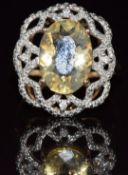 A 9ct gold ring set with paste and diamonds, 4.1g, size S