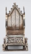 Edward VII hallmarked silver novelty miniature coronation chair, London 1901, maker Cornelius