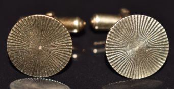 A pair of 9ct gold cufflinks with sunburst design, 6.7g