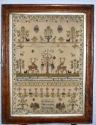 George IV embroidery sampler by Jane Butcher age 11 years, 46 x 33cm