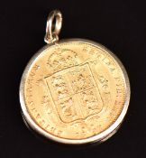 Victorian 1887 gold half sovereign in 9ct gold pendant mount, 4.5g