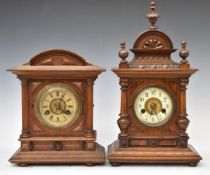 Two late 19th or early 20thC two train mantel clocks, one Junghans the other Wurttemberg, both
