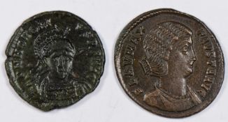 Roman Imperial coin of Fausta Arelate mint, 325-6AD facing reverse, GVF, together with an Honorius
