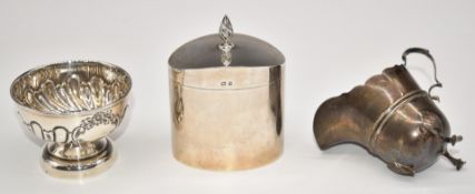 Elkington & Co. George V hallmarked silver tea caddy, Birmingham 1912, height 10cm, Victorian