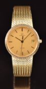 Omega De Ville gold plated gentleman's wristwatch ref. 1432 with date aperture, gold hands and dial,