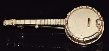 Theo Fennell 9ct gold brooch in the form of a banjo, 7.9g, 4.6cm