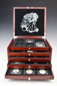 The complete 30 year uncirculated 'American Eagle' silver dollar collection cabinet containing