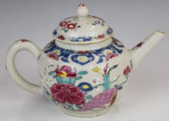 19thC Chinese famille rose teapot, height 12cm