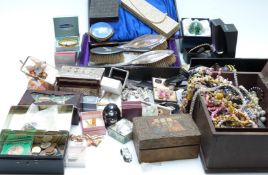 A collection of jewellery including beaded necklaces, Art Deco glass necklace, Pandora charm, silver