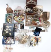 A collection of jewellery including silver chain, yellow metal chain, paste set tiara, Coro