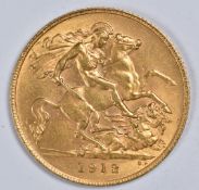 1912 George V gold half sovereign