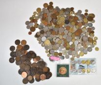 A quantity of various coinage Queen Victoria onwards, some silver content, together with world