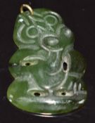 Jade Maori tiki, length 4cm