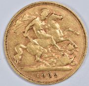 1902 Edward VII gold half sovereign