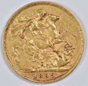 1897 Queen Victoria veiled head gold full sovereign, Melbourne mint