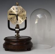 Bulle electric clock with Art Deco style octagonal dial, under glass dome, H26.5cm
