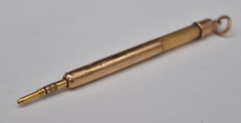 Gold pull out pencil on suspension loop, weight 4.5g