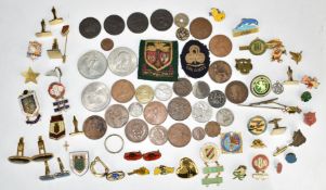 William and Mary 1694 copper halfpenny and George III 1799 example together with two Conder