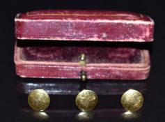 Three Georg Jensen 15ct gold studs, in original box, 1.4g