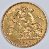 1910 Edward VII gold half sovereign