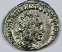Roman Imperial Military Anarchy, 252AD, Aemilian silver antoninianus, Gladiator reverse, NEF