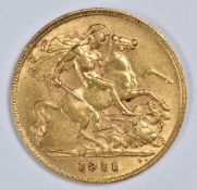 1911 George V gold half sovereign