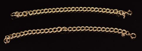 Two 9ct gold bracelets made up of double oval links, 23.7g, 17cm long