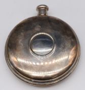 Modern feature hallmarked silver circular hip or similar flask, Birmingham 1998, maker W I