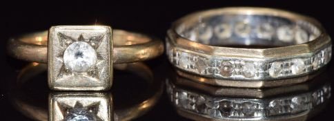 Two 9ct gold rings set with spinel, 4.1g, sizes H & J