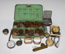 Collection of watches including Everite King, two silver cased pocket watches, hallmarked silver