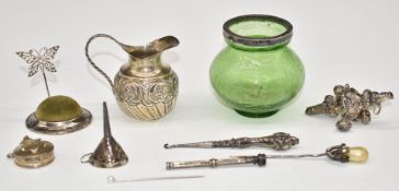 Victorian or early Edwardian hallmarked silver jug with embossed decoration, weight 32g, Victorian