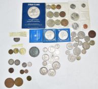 A collection of UK coinage George III cartwheel twopence VF, pre 1920 silver, Cayman Islands