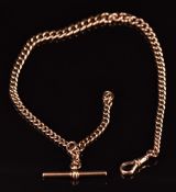 A 9ct rose gold graduated Albert / watch chain, 35.1g, 33cm long