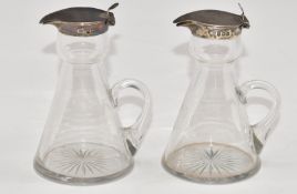 Pair of George V hallmarked silver mounted whisky noggins, Birmingham 1912, maker Alexander