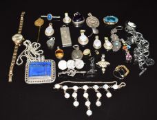 A 9ct gold watch, Gucci watch, Thomas Sabo charm, silver pendants, etc