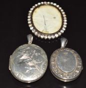 Victorian silver locket, Birmingham 1881, Victorian silver locket depicting swallows, Birmingham