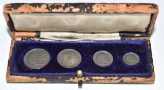Edward VII 1905 Maundy coin set, in original leather covered fitted case