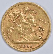 1895 Queen Victoria veiled head gold half sovereign