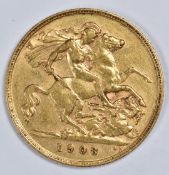 1908 Edward VII gold half sovereign