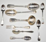 Georgian and later hallmarked silver cutlery, mostly fiddle pattern, length of longest 22.5cm,